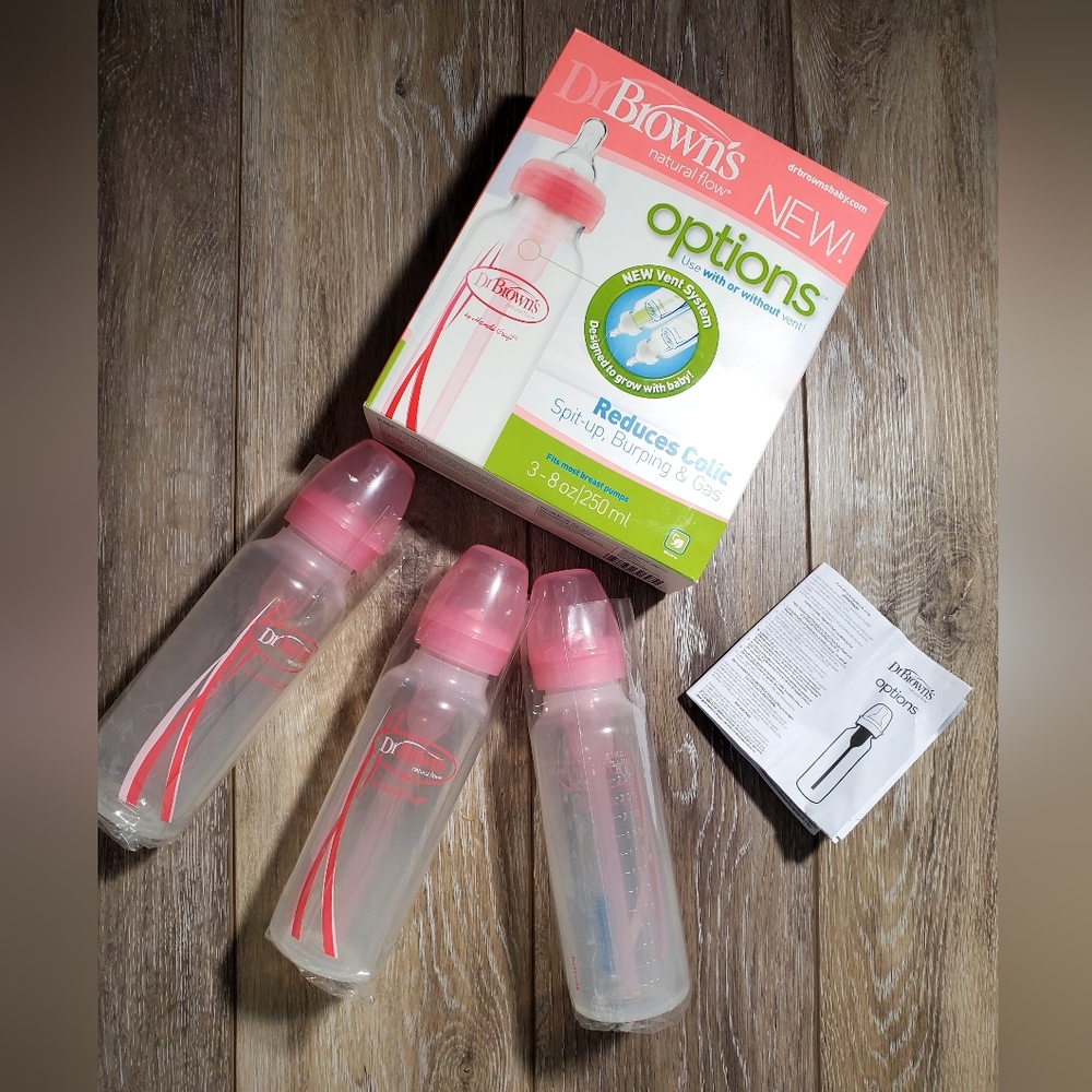 Dr. Brown's Pink Baby Bottles Set Of 3 - 8oz